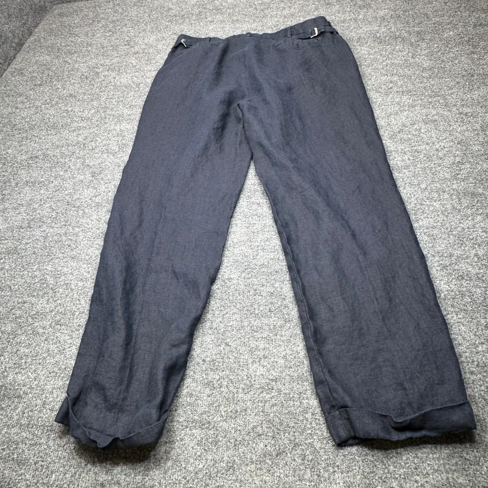 Vintage Polo Ralph Lauren Pants Mens 38x32 Blue Linen Buckle Pleated Cuffed